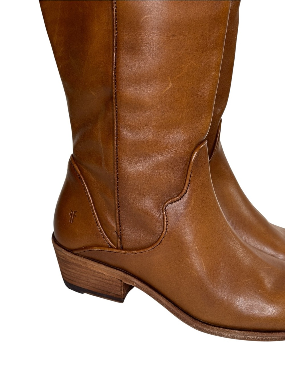 Frye Found Carson Piping Tall Boot in Caramel Sz: 7.5B - Picture 6 of 11